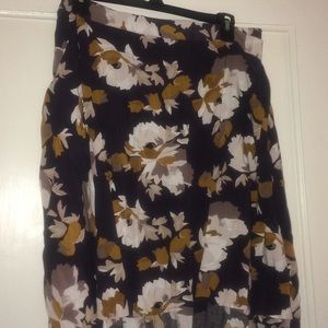 Old Navy Floral Skirt - Black, White, Brown